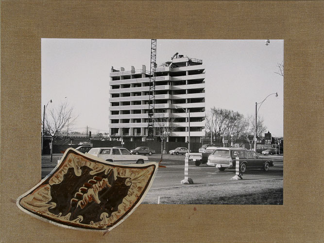 John Armstrong View of the South Elevation of the Seaway Towers Hotel during Various Stages of its 1992 Demolition: Blue Mountain (2001) Oil on selenium-toned gelatin sliver print on linen
