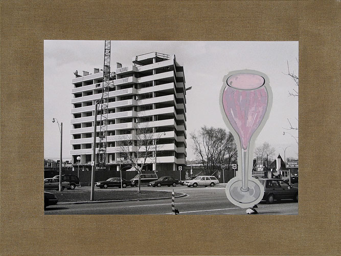John Armstrong View of the South Elevation of the Seaway Towers Hotel during Various Stages of its 1992 Demolition: Pink Tulip (2001) Oil on selenium-toned gelatin sliver print on linen